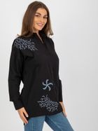 Koszula damska z długim rękawem, czarna, Factory Price