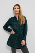 Koszula damska z długim rękawem, zielona, Moodo