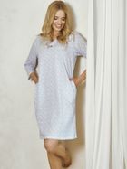 Koszula nocna damska z długim rękawem, niebieska, Debora, Taro