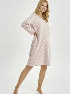 Koszula nocna damska z długim rękawem, różowa, Noris, Taro