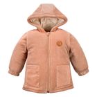Kurtka chłopięca z kapturem, ocieplana, beżowa, Eevi