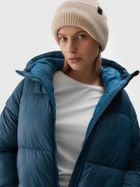 Kurtka damska z kapturem, ocieplana, niebieska, 4F