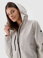 Kurtka damska z kapturem, oversize, beżowa, 4F