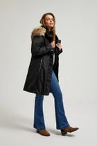 Kurtka damska z kapturem z kapturem, czarna, Moodo