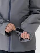 Kurtka narciarska chłopięca z kapturem, ocieplana, szara, 4F