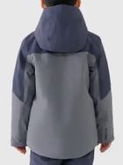 Kurtka narciarska chłopięca z kapturem, ocieplana, szara, 4F