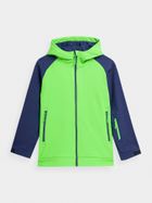 Kurtka softshell chłopięca z kapturem, zielona, 4F