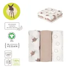 Lassig, Tiny Team, pieluszka muślinowa, otulacz z biobawełny, kotek, 60-60cm, 3 szt.