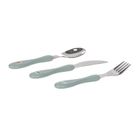 Lassig, Tiny Team, zestaw sztućców ze stali nierdzewnej, piesek, 3 szt.
