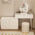 Laura, toaletka kosmetyczna z ładowarką indukcyjną, zestaw biały, blat 80 cm