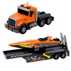Lean Toys, ciężarówka z nakręcaną motorówką, pojazd interaktywny, pomarańczowa