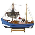 Lean Toys, Dekoracyjny Statek Kuter Rybacki, niebieski, 30-26 cm