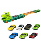 Lean Toys, dinozaur, ciężarówka transporter rozkładany z autkami 4w1