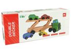 Lean Toys, drewniana laweta z pojazdami, zielona