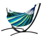 Lean Toys, hamak ogrodowy ze stelażem, dwuosobowy, zielono-niebieski, 200-120 cm