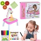 Lean Toys, jednorożec, stolik z projektorem, różowy