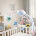 Lean Toys, karuzela do łóżeczka z projektorem, 2w1, różowa