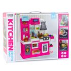 Lean Toys, kuchnia z akcesoriami, interaktywna, różowa, 64 elementy