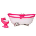 Lean Toys, łazienka z wanną dla lalek, różowa