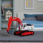 Lean Toys, metalowa koparka gąsienicowa, interaktywny pojazd budowlany