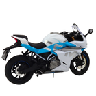 Lean Toys, motocykl, pojazd interaktywny, metalowy, biało-niebieski, 1:12