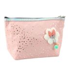 Lean Toys, piórnik saszetka, kokardka, pudrowy róż, 23-16 cm