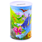 Lean Toys, skarbonka metalowa, dinozaury, kolorowa, 13-8 cm