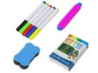 Lean Toys, tablica edukacyjna 2w1, kreda i pisaki, niebieska