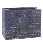 Lean Toys, torba prezentowa geometryczna złote linie, 23-18-10 cm, 1 szt.