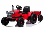 Lean Toys, Traktor, pojazd na akumulator z przyczepą, czerwony