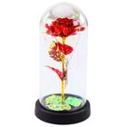 Lean Toys, wieczna róża w szle kryształowa oświetlenie LED, motylek, czerwona, 21-11 cm