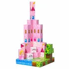 Lean Toys, zamek księżniczki, magnetyczne klocki konstrukcyjne, różowe sześciany piksele, 96 elementów