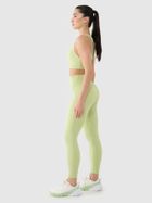 Legginsy damskie z wysokim stanem, limonkowe, 4F