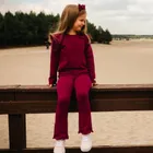 Legginsy dziewczęce, dzwony, bordowe, Eevi