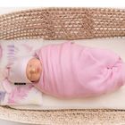 LullaLove, dziergany kocyk bambusowy, elastyczna mgiełka, różowy, 90-90 cm