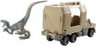 Matchbox, Jurassic World, transporter dinozaurów, zestaw z figurką Velociraptor