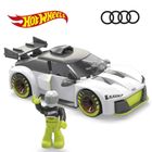 MEGA Hot Wheels, Audi R8 LMS GT2, wyścigówka + figurka, klocki, 73 elementy