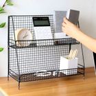 Metalowa, dwupoziomowa, stojąca półka, styl Loft, czarna