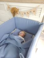 MimiNu, 2-częściowy komplet pościeli z wypełnieniem, całoroczny, muślin bawełniany, jeans, 75-100 cm + 40-30 cm