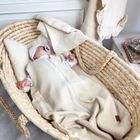 MimiNu, Avi, muślinowy śpiworek na suwak, ciepły beż, letni, TOG 0.5, 3-12m