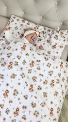 MimiNu, Kaczuszki, komplet pościeli 2-częściowej, bawełna, beż, 120-90 cm