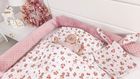MimiNu, Kaczuszki, komplet pościeli 2-częściowej, bawełna, pudrowy róż, 120-90 cm