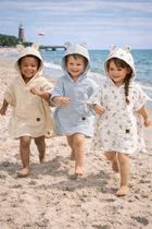 MimiNu, muślinowe ponczo plażowe, szybkoschnące, listki beż, 4-7 l