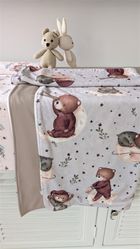 MimiNu, NewMinky, kocyk, miś na księżycu + beż, 70-100 cm
