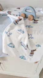 MimiNu, NewMinky, kocyk, misie błękit + baby blue, 60-70 cm