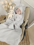 MimiNu, otulacz do wózka, fotelika samochodowego, 90-90 cm, uszka, muślin, szary, TOG 0.5-1.0