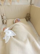 MimiNu, poduszka z poszewką na suwak, muślin, ciepły beż, 40-30 cm