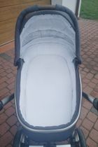 MimiNu, prześcieradło frotte z gumką do wózka, jasnoniebieskie, 35-80 cm