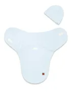 MimiNu, Soft, Leo, otulaczek do spania z czapeczką, baby blue, 0-3m