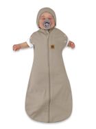 MimiNu, Soft, Teddy, komplet 2w1: śpiworek letni + czapeczka, mokka, gładki, TOG 0.5-1.0, 0-3m